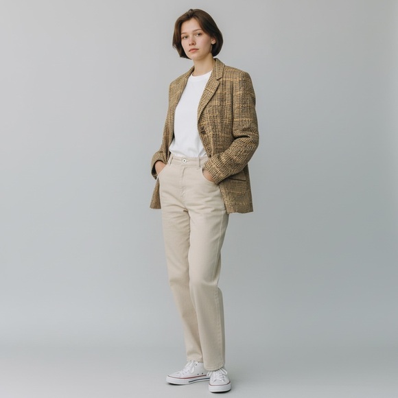 ORVIS Multicolored Houndstooth Button Down Woven Silk Blazer Size 10 - Picture 9 of 11